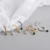 925 Silver Hoop Earrings INS Zircon Pendant Circle Earring