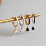 925 Silver Hoop Earrings INS Zircon Pendant Circle Earring