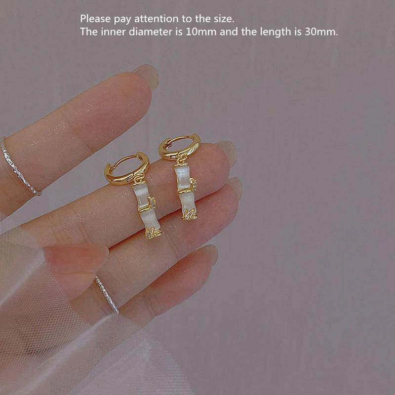 925 Silver Opal Slub Zircon Drop Earring