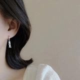 925 Silver Opal Slub Zircon Drop Earring