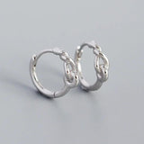 925 Silver Hand Knotted Piercing Ear Buckle Unisex Hoop Earrings