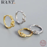 925 Silver Hand Knotted Piercing Ear Buckle Unisex Hoop Earrings