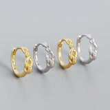 925 Silver Hand Knotted Piercing Ear Buckle Unisex Hoop Earrings