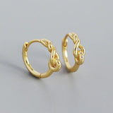 925 Silver Hand Knotted Piercing Ear Buckle Unisex Hoop Earrings