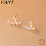 925 Silver Pearl Hanging Stud Earrings for Women