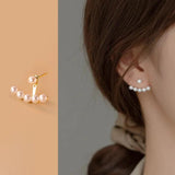 925 Silver Pearl Hanging Stud Earrings for Women