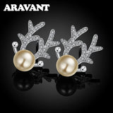 925 Silver Deer Pearl Earrings Wedding Jewelry