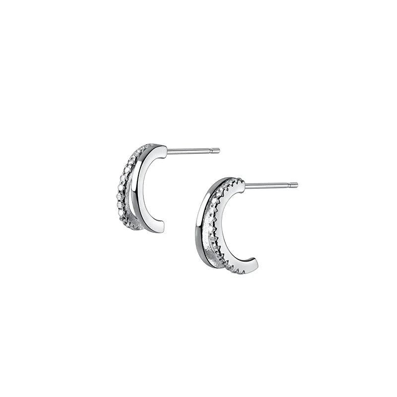 925 Silver Geometric Double Zircon Stud Earrings for Women