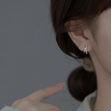 925 Silver Geometric Double Zircon Stud Earrings for Women