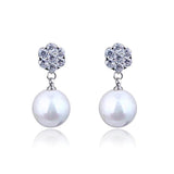 925 Silver Stud Earrings with Pearl Long Earrings for Women