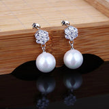 925 Silver Stud Earrings with Pearl Long Earrings for Women