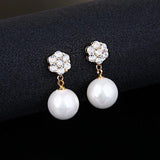 925 Silver Stud Earrings with Pearl Long Earrings for Women