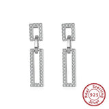 925 Silver Drop Earrings Rectangle Dangle Top Jewelry