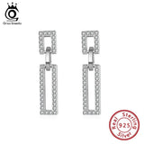 925 Silver Drop Earrings Rectangle Dangle Top Jewelry