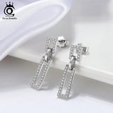 925 Silver Drop Earrings Rectangle Dangle Top Jewelry
