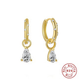 925 Silver Green Zircon Hoop Earrings Dangle Jewelry
