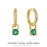 925 Silver Green Zircon Hoop Earrings Dangle Jewelry