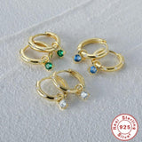 925 Silver Green Zircon Hoop Earrings Dangle Jewelry