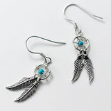 Vintage Dream Catcher Earring 925 Sterling Silver Bead Feather Tassel