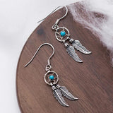 Vintage Dream Catcher Earring 925 Sterling Silver Bead Feather Tassel