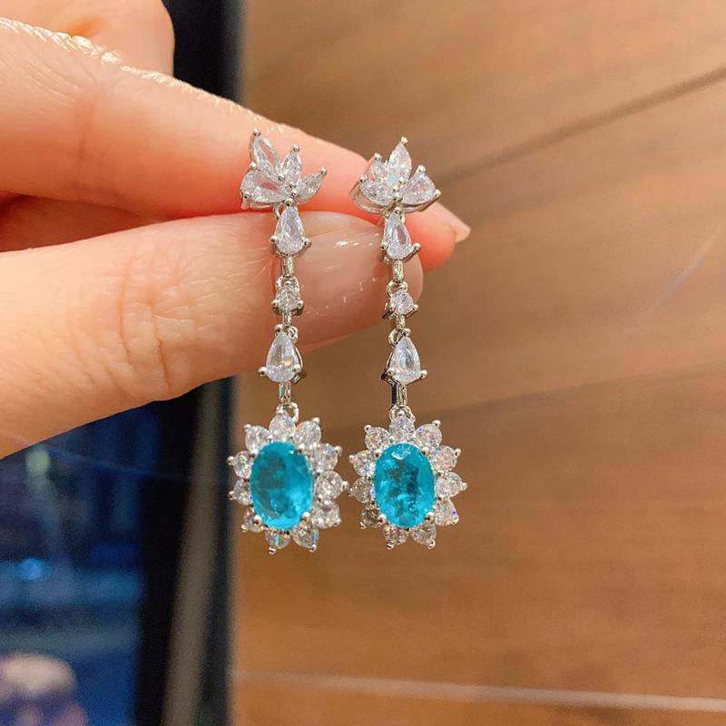 Paraiba Tourmaline Emerald Ruby Earrings for Women