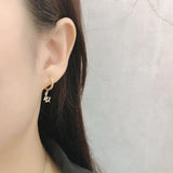 925 Silver Letter A-Z Zircon Stud Earrings Women Gothic Retro Jewelry