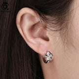 925 Silver Daisy Earrings Sunflower Small Hoops Women's Birthday Gift