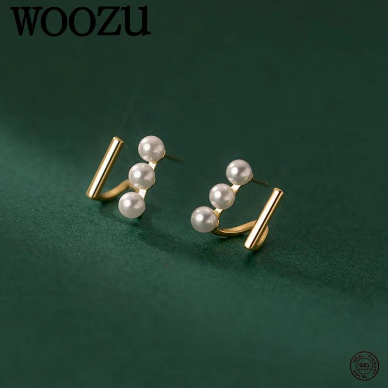 925 Silver Pearl Piercing Stud Earrings Women Wedding Jewelry