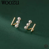 925 Silver Pearl Piercing Stud Earrings Women Wedding Jewelry
