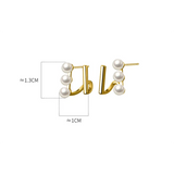 925 Silver Pearl Piercing Stud Earrings Women Wedding Jewelry
