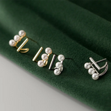 925 Silver Pearl Piercing Stud Earrings Women Wedding Jewelry
