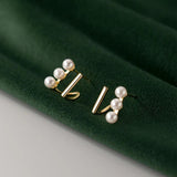 925 Silver Pearl Piercing Stud Earrings Women Wedding Jewelry