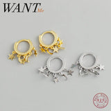 Boho 925 Silver Star Moon Tassel Stud Earrings