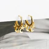 Boho 925 Silver Star Moon Tassel Stud Earrings