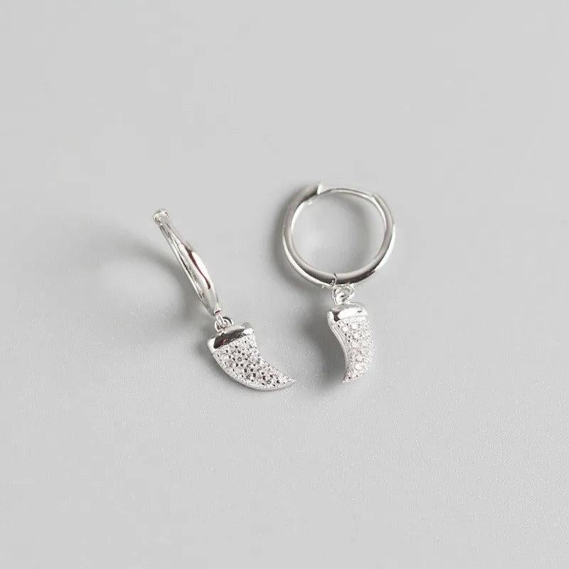 Wolf Teeth Stud Earrings 925 Sterling Silver Party Wedding Jewelry Gift
