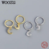 Moon CZ Drop Earrings 925 Silver For Women