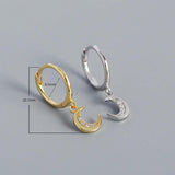 Moon CZ Drop Earrings 925 Silver For Women