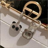 Micro-set Zircon Panda Earrings, Sweet Cartoon Studs