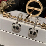 Micro-set Zircon Panda Earrings, Sweet Cartoon Studs