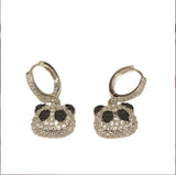 Micro-set Zircon Panda Earrings, Sweet Cartoon Studs