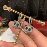 Micro-set Zircon Panda Earrings, Sweet Cartoon Studs