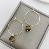 Faceted Tiger Eye Earrings 14K Filled Hoops Drop Boho Women Earrings