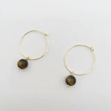 Faceted Tiger Eye Earrings 14K Filled Hoops Drop Boho Women Earrings