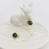 Faceted Tiger Eye Earrings 14K Filled Hoops Drop Boho Women Earrings