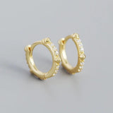 Boho Geometric Zircon Huggie Earrings 925 Silver
