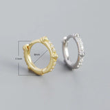 Boho Geometric Zircon Huggie Earrings 925 Silver