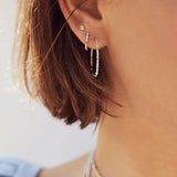 Boho Geometric Zircon Huggie Earrings 925 Silver