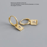925 Silver Earring Zircon Square Star Pendant Drop Earring