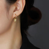 925 Silver Earring Zircon Square Star Pendant Drop Earring