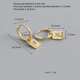 925 Silver Earring Zircon Square Star Pendant Drop Earring